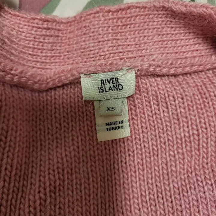 [BUNJANG] River Island Pink Cable Knit Cardigan / 리버아일랜드 핑크 꽈배기 니트 가디건