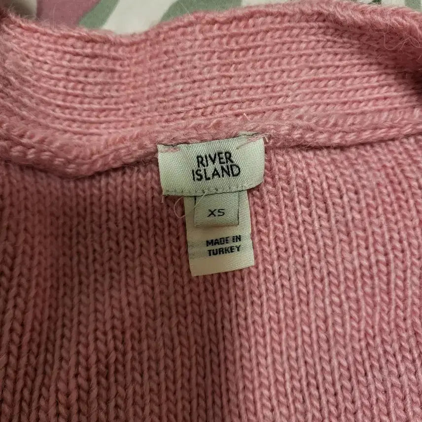 [BUNJANG] River Island Pink Cable Knit Cardigan / 리버아일랜드 핑크 꽈배기 니트 가디건