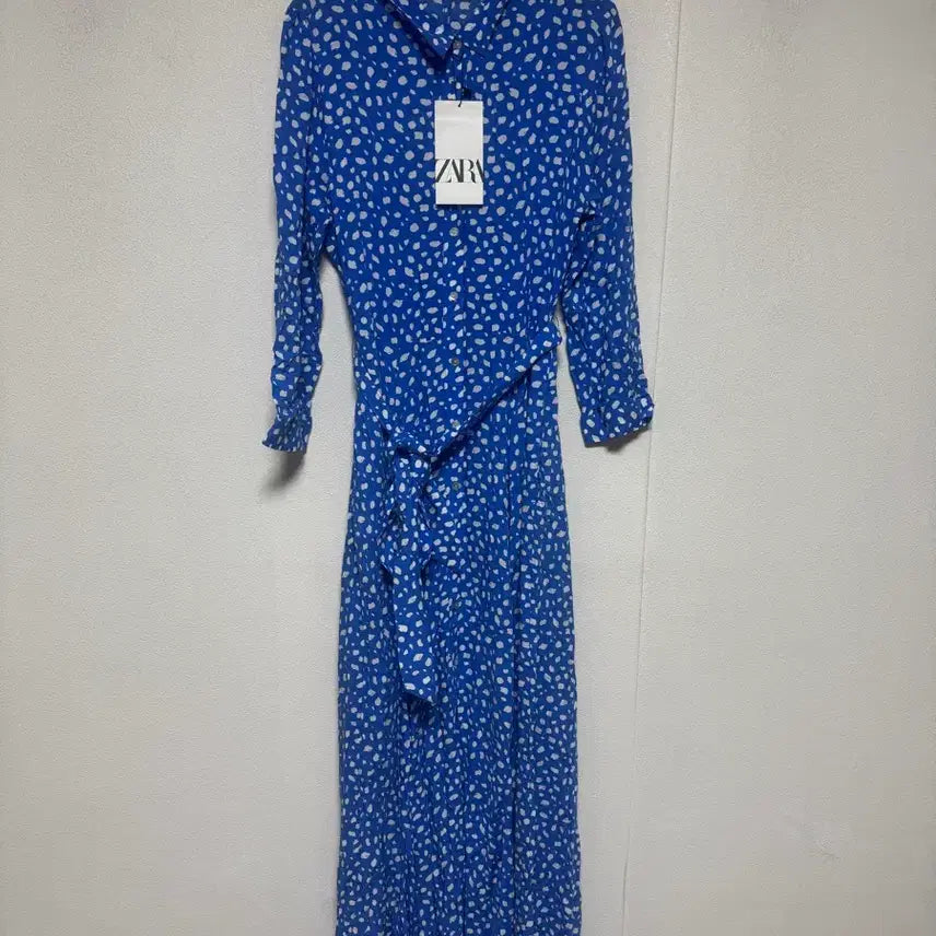 [SOLD OUT] ZARA 블루 도트 셔츠 롱 원피스