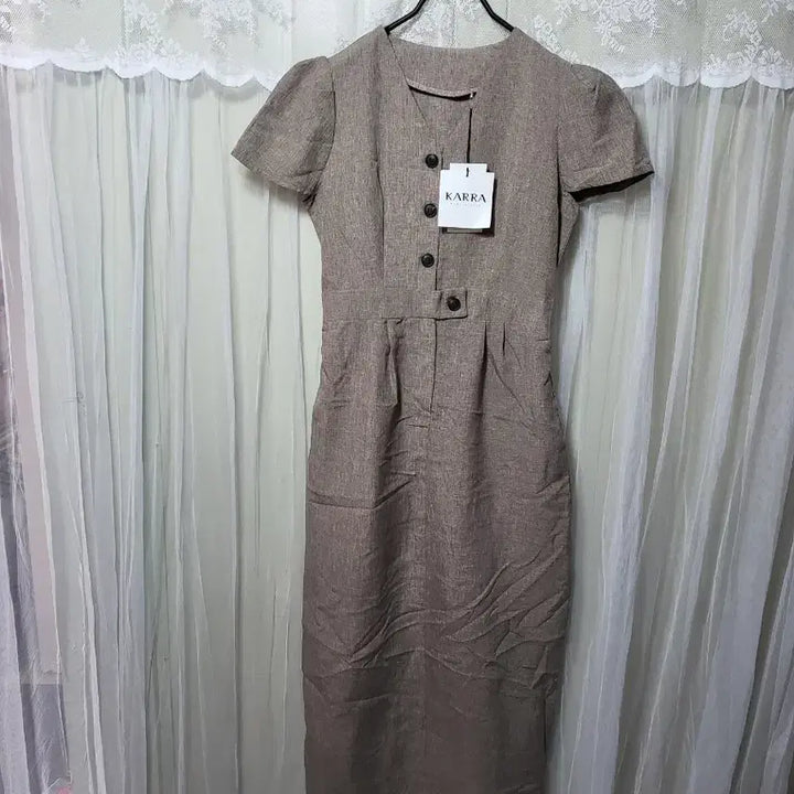 [BUNJANG] KARRA Linen Mini Dress / [새상품]KARRA 카라 반팔 린넨 원피스