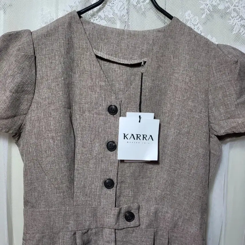 [BUNJANG] KARRA Linen Mini Dress / [새상품]KARRA 카라 반팔 린넨 원피스