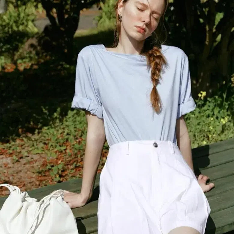 [BUNJANG] Lenina Pleated Half Pants White S / 르니나 Lenina 플리츠 하프 팬츠 화이트 S