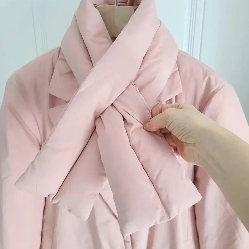 [BUNJANG] Goose Down Padded Coat + Scarf Set / 구스 패딩 코트 + 목도리 세트
