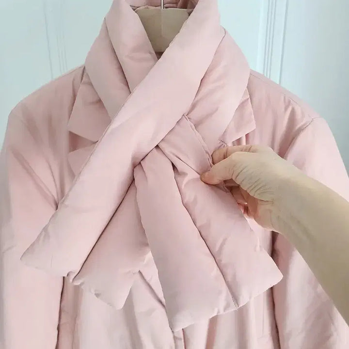 [BUNJANG] Goose Down Padded Coat + Scarf Set / 구스 패딩 코트 + 목도리 세트