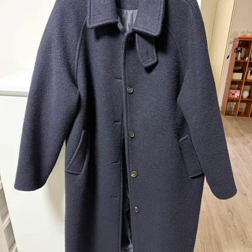 [BUNJANG] Alpaca Boucle Coat - Navy / 알파카 부클 코트 네이비