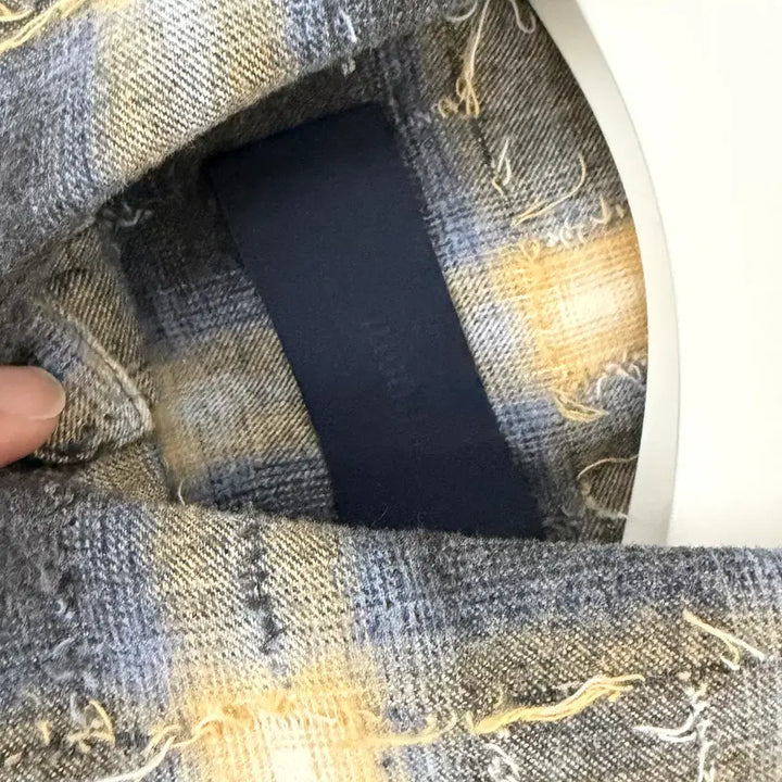 [SOLD OUT] [Junn.J] 준지 그리드 니들 체크 루즈핏 셔츠 옐로우 - 25FW