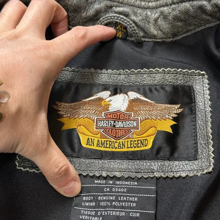 [BUNJANG] Harley Davidson Distressed Leather Corset Jacket / [L] 00's 할리데이비슨 코르셋 디스 레더 자켓 크롭 레더 자켓