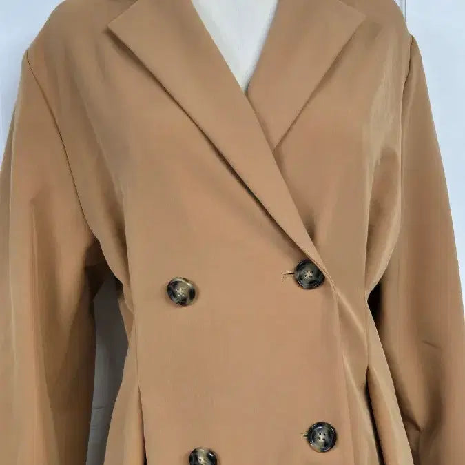 [BUNJANG] MOHAN Camel Double Button Long Coat / 모한 카멜 더블 버튼 롱 코트