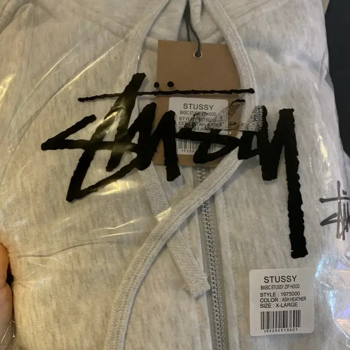 [BUNJANG] Stussy Basic Hooded Zip-up Heather Gray L/XL / 스투시 베이직 후드집업 멜란지 L,XL 미개봉 새상품