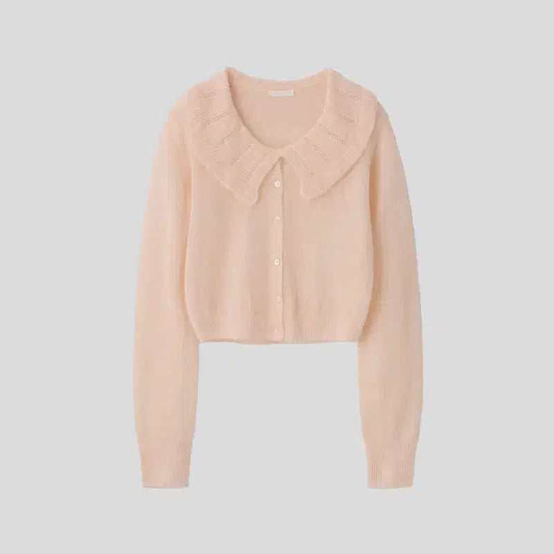 [BUNJANG] Thanat Shell Collar Knit Cardigan - Apricot / 타낫 쉘 가디건 애프리콧 Shell collar knit cardigan