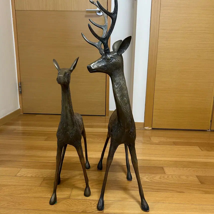 [BUNJANG] Bronze Deer Sculpture Pair / 동 브론즈  사슴 1쌍 조각상