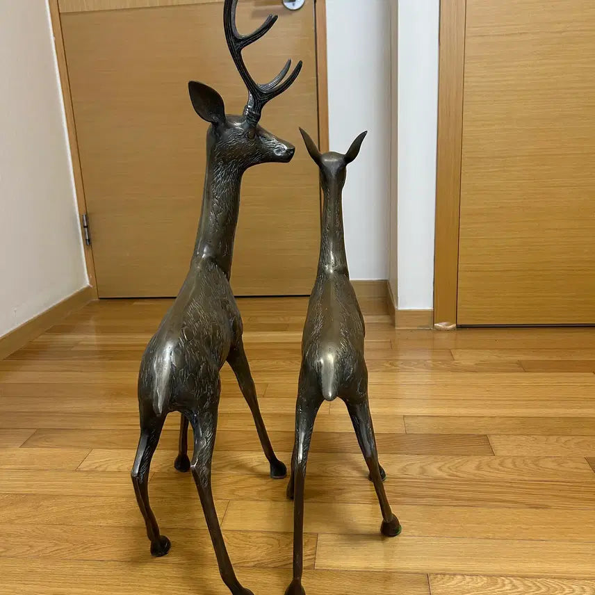 [BUNJANG] Bronze Deer Sculpture Pair / 동 브론즈  사슴 1쌍 조각상