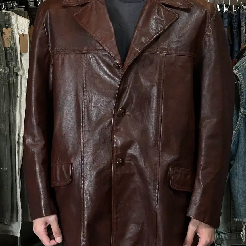 [BUNJANG] Vintage Burgundy Crop Leather Jacket / [46] 70's 빈티지 버건디 크롭 레더 자켓 파이트 클럽