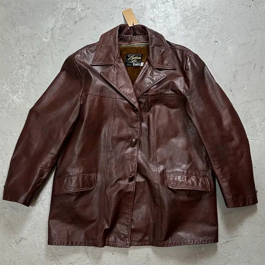 [BUNJANG] Vintage Burgundy Crop Leather Jacket / [46] 70's 빈티지 버건디 크롭 레더 자켓 파이트 클럽