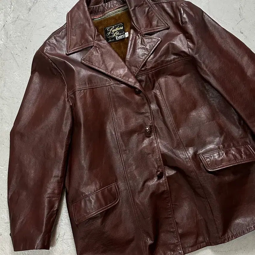 [BUNJANG] Vintage Burgundy Crop Leather Jacket / [46] 70's 빈티지 버건디 크롭 레더 자켓 파이트 클럽