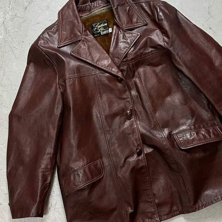 [BUNJANG] Vintage Burgundy Crop Leather Jacket / [46] 70's 빈티지 버건디 크롭 레더 자켓 파이트 클럽