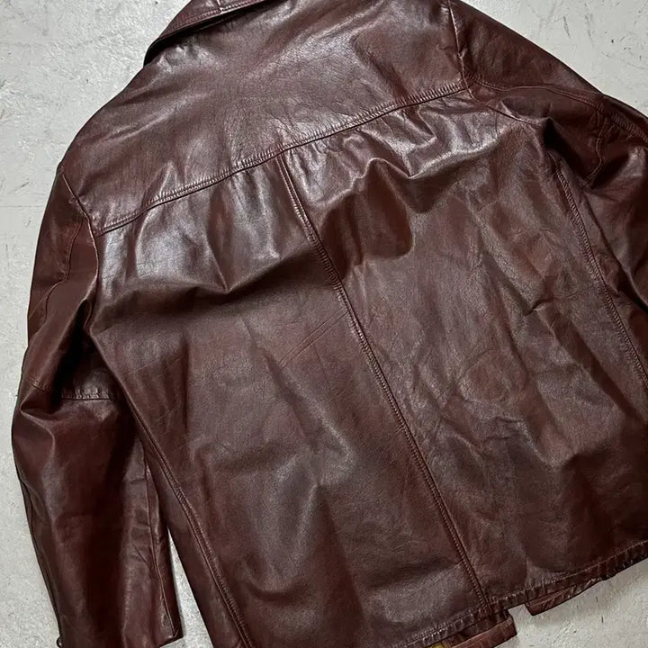 [BUNJANG] Vintage Burgundy Crop Leather Jacket / [46] 70's 빈티지 버건디 크롭 레더 자켓 파이트 클럽