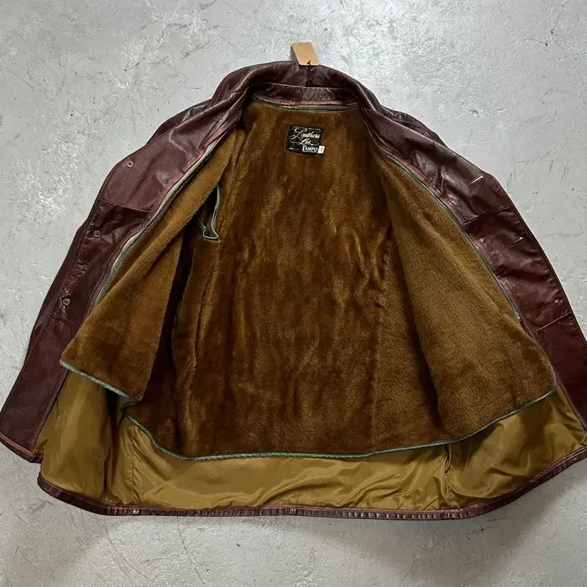 [BUNJANG] Vintage Burgundy Crop Leather Jacket / [46] 70's 빈티지 버건디 크롭 레더 자켓 파이트 클럽