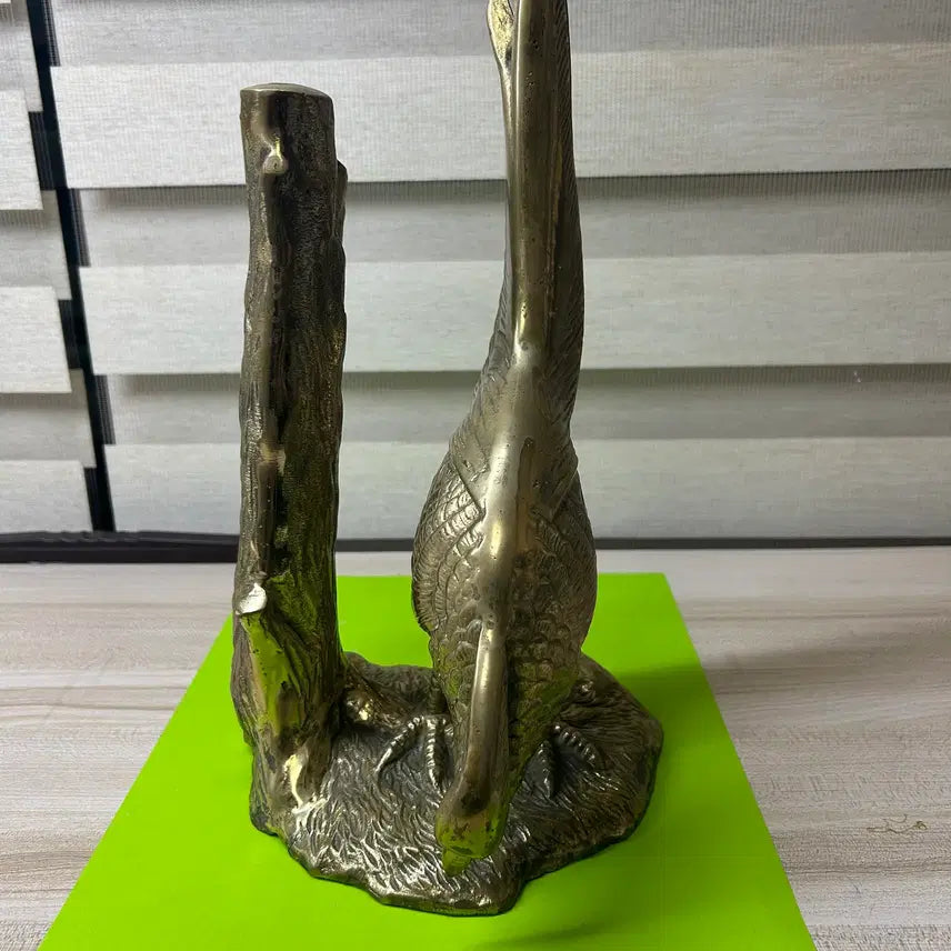 [BUNJANG] Bronze Bird and Tree Sculpture / 황동 브론즈 새와 나무 조각상