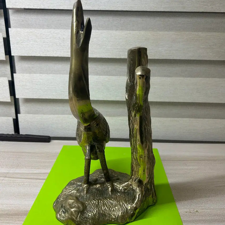 [BUNJANG] Bronze Bird and Tree Sculpture / 황동 브론즈 새와 나무 조각상