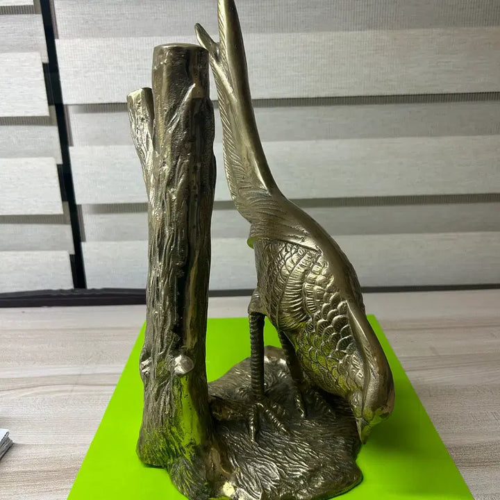 [BUNJANG] Bronze Bird and Tree Sculpture / 황동 브론즈 새와 나무 조각상