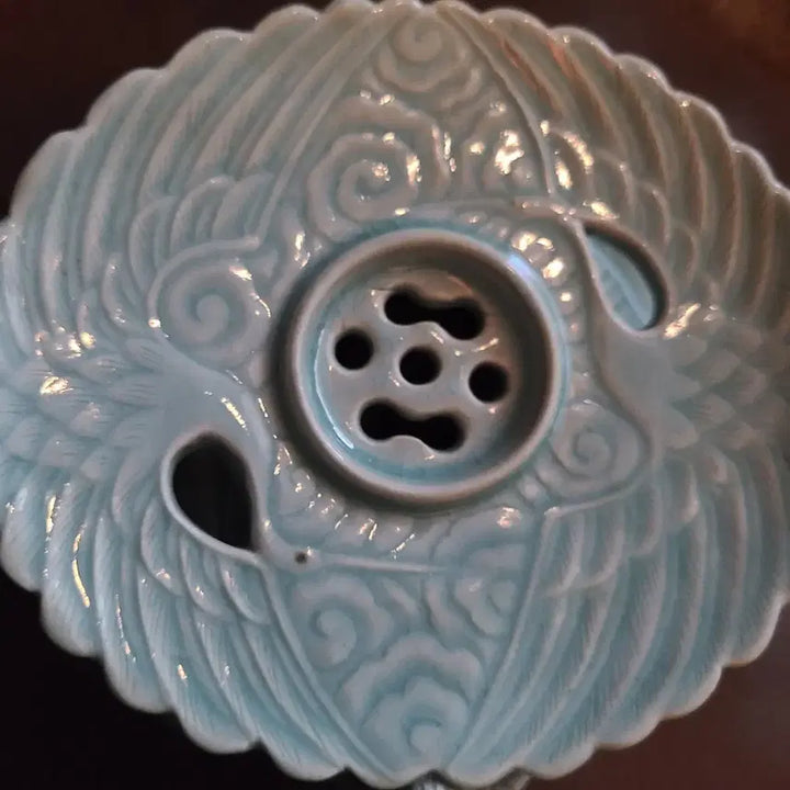 [BUNJANG] Songwol Kim Jong-ho Celadon Porcelain Turtle Dragon Overflow Cup / "희귀" 청자 거북 구룡 계영배