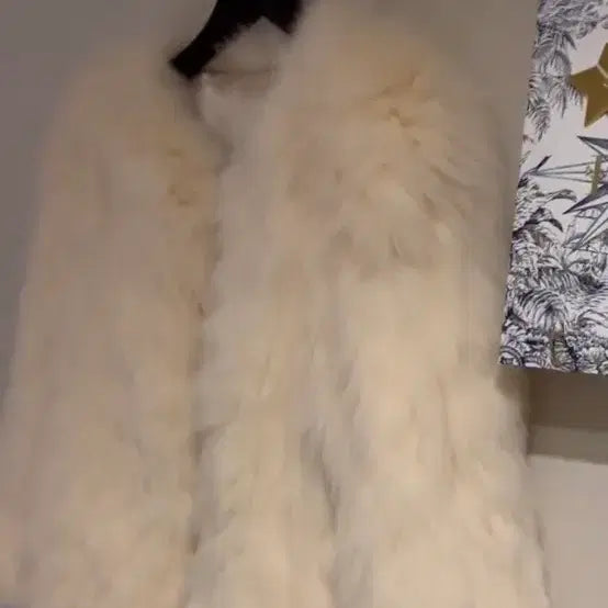 [BUNJANG] MellowB Real Knitting Fox Fur Jacket - Vanilla Color / 멜로우비 리얼 니팅폭스파자켓 바닐라컬러 새제품