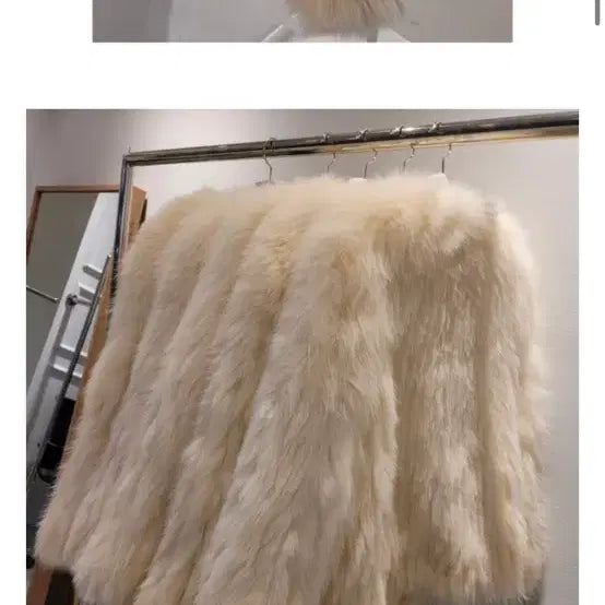 [BUNJANG] MellowB Real Knitting Fox Fur Jacket - Vanilla Color / 멜로우비 리얼 니팅폭스파자켓 바닐라컬러 새제품
