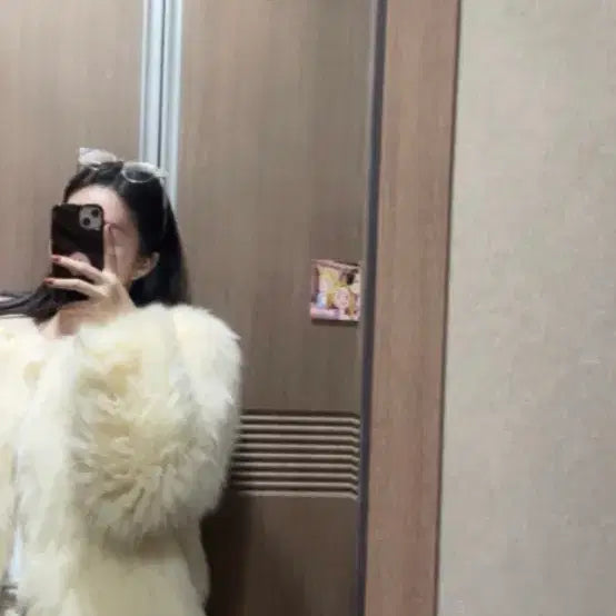 [BUNJANG] MellowB Real Knitting Fox Fur Jacket - Vanilla Color / 멜로우비 리얼 니팅폭스파자켓 바닐라컬러 새제품