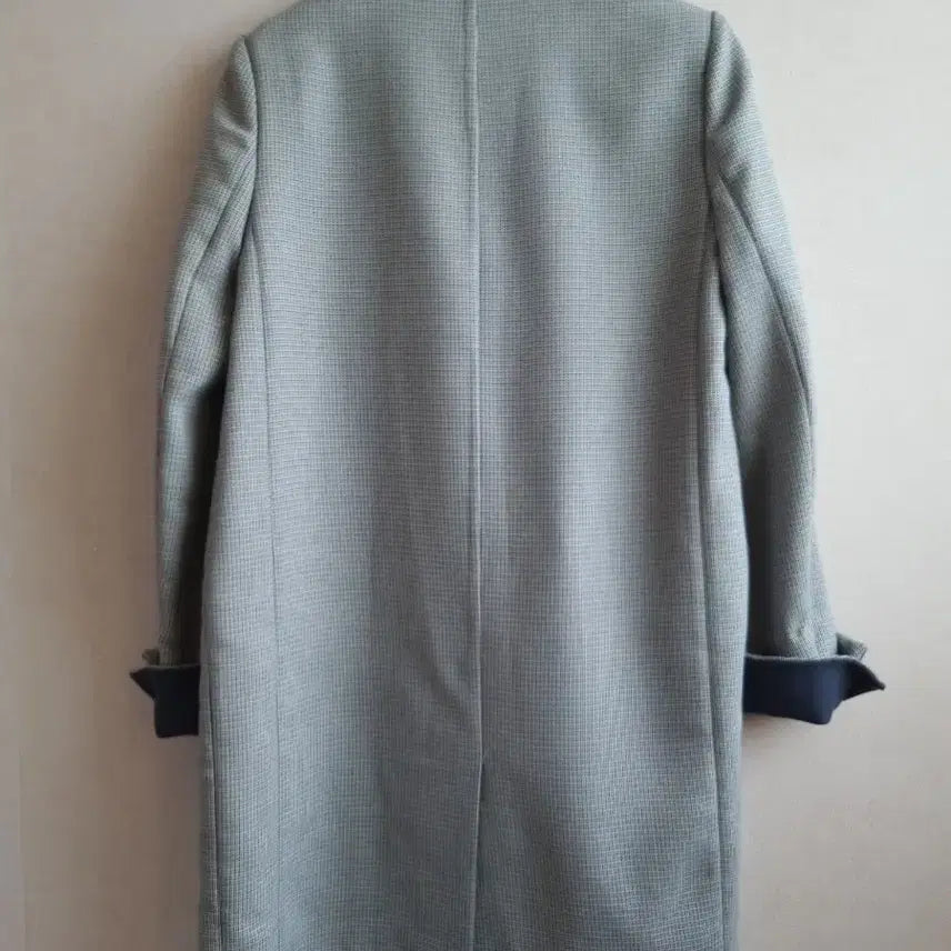 [BUNJANG] DEWL Checkered Long Coat / 듀엘 DEWL 배색 체크 롱 코트