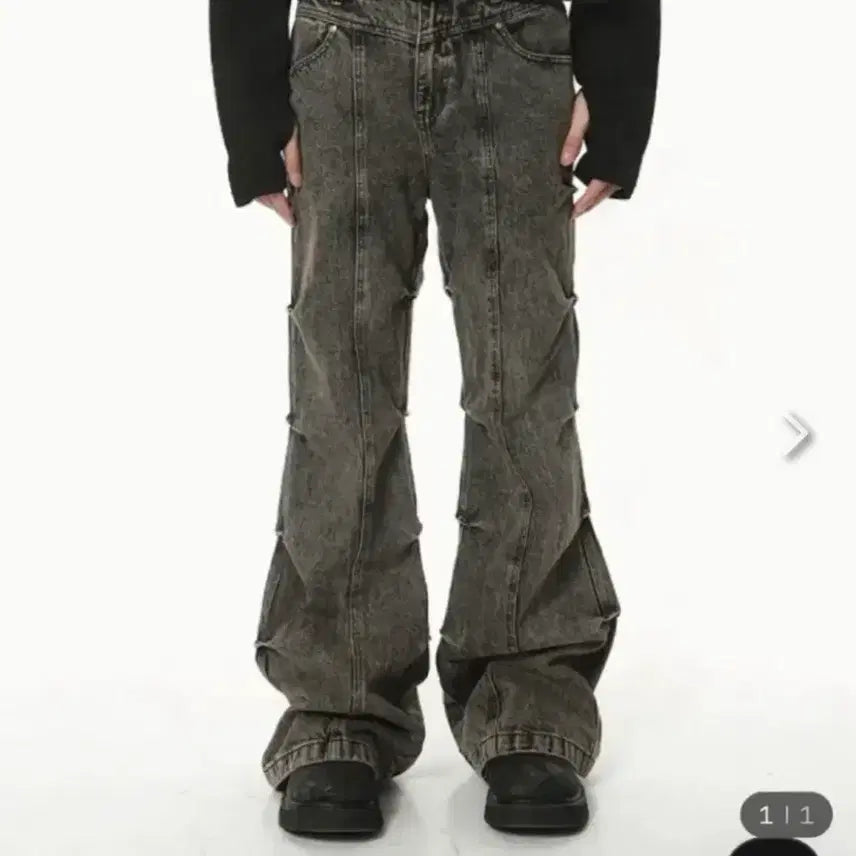 [BUNJANG] Rev Stoning Flack Denim Gray Pants / 레브 스토닝 플랙 데님 그레이 팬츠