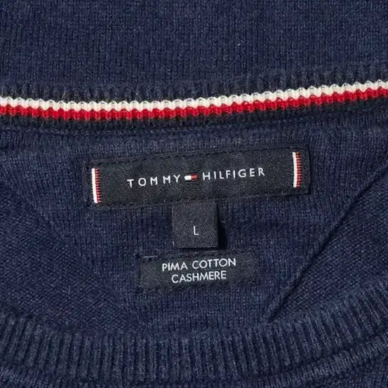 [BUNJANG] Tommy Hilfiger Navy Pima Cotton Cashmere Knit L / 타미힐피거 네이비 피마 코튼  캐시미어 니트 L