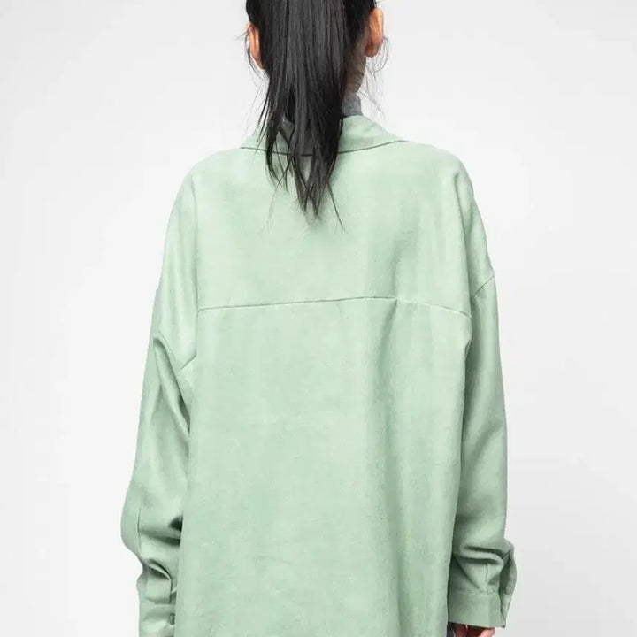 [BUNJANG] Mint Suede Oversized Shirt / 미착용 민트 스웨이드 오버핏 셔츠