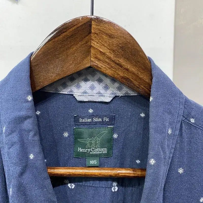 [BUNJANG] Henry Cotton Casual Embroidered Pattern Shirt / (105) 헨리코튼 캐주얼 자수 패턴 셔츠 남방