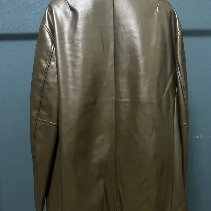 [BUNJANG] TIME Olive Green Leather Jacket / TIME 타임 짙은 올리브색상 가죽 자켓