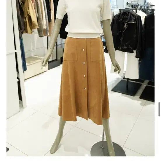 [SOLD OUT] 시슬리 스웨이드 버튼 스커트 55