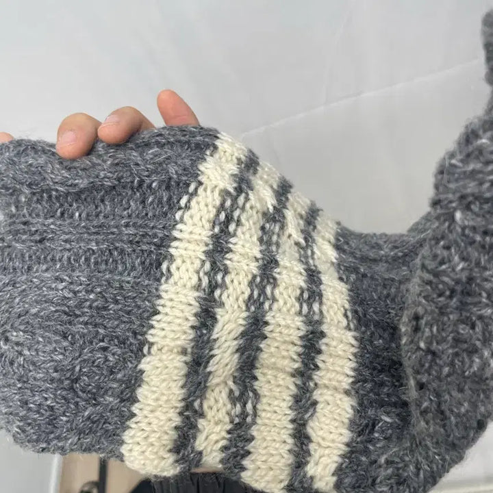 [BUNJANG] Thom Browne Aran Cable Knit Sweater [Size 4] / 톰브라운 아란케이블 사선완장 니트 [4]