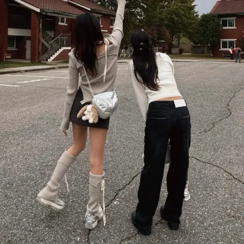 [BUNJANG] Glony Aisa Knit Leg Warmers (Oatmeal) / 글로니 아이사 니트 레그워머 (오트밀)