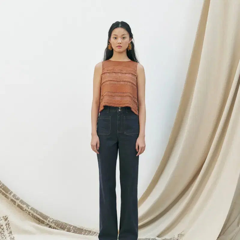 [BUNJANG] KUME Fringe Lace Sleeveless Blouse / [s] KUME 쿠메 프린지 레이스 보헤미안 에스닉 민소매 나시 탑