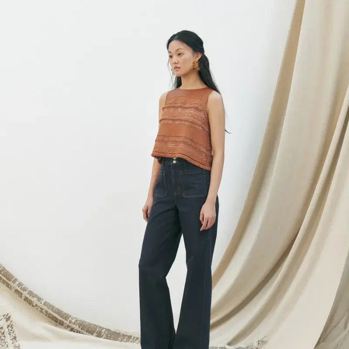 [BUNJANG] KUME Fringe Lace Sleeveless Blouse / [s] KUME 쿠메 프린지 레이스 보헤미안 에스닉 민소매 나시 탑