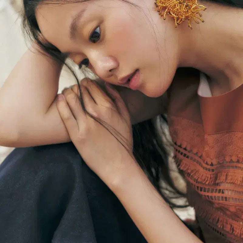 [BUNJANG] KUME Fringe Lace Sleeveless Blouse / [s] KUME 쿠메 프린지 레이스 보헤미안 에스닉 민소매 나시 탑