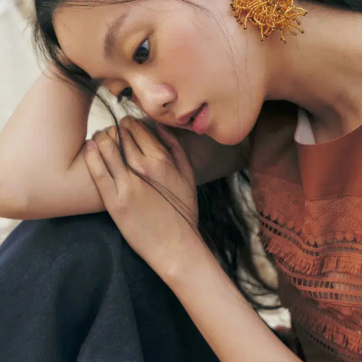 [BUNJANG] KUME Fringe Lace Sleeveless Blouse / [s] KUME 쿠메 프린지 레이스 보헤미안 에스닉 민소매 나시 탑