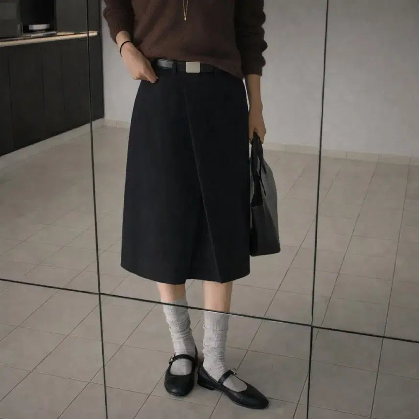[BUNJANG] Wool Midi Skirt / 절개 미디 울스커트