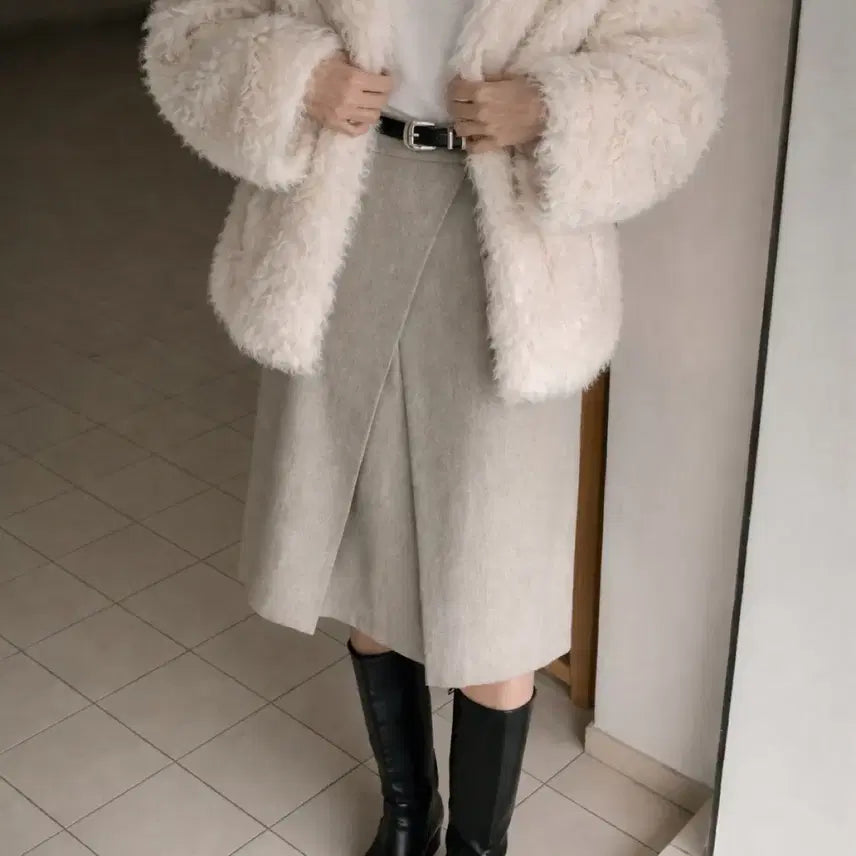 [BUNJANG] Wool Midi Skirt / 절개 미디 울스커트