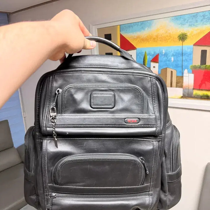 [BUNJANG] TUMI Leather Backpack - Black / TUMI 투미 가죽 백팩 블랙