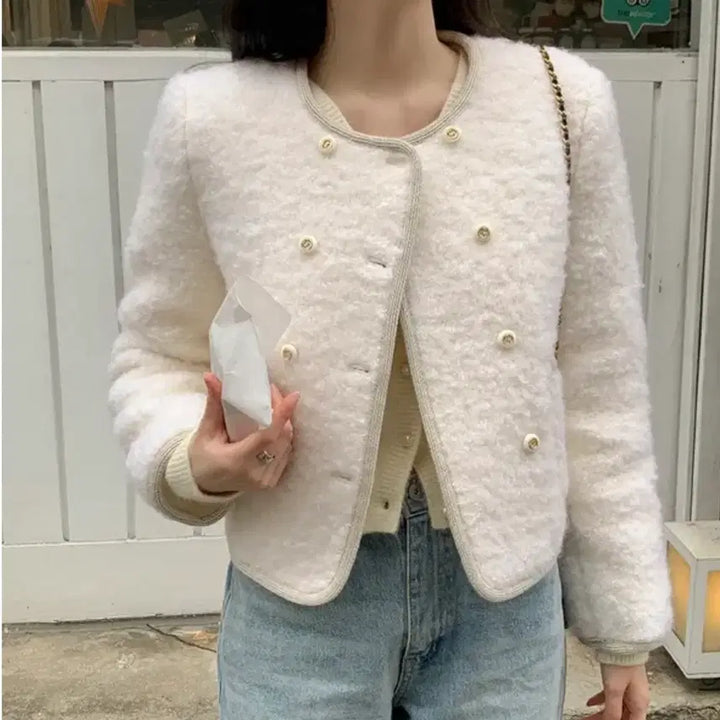 [BUNJANG] Rene Boucle Wool Tweed Jacket Coat / 렌느 부클 울 트위드 자켓 코트 울자켓