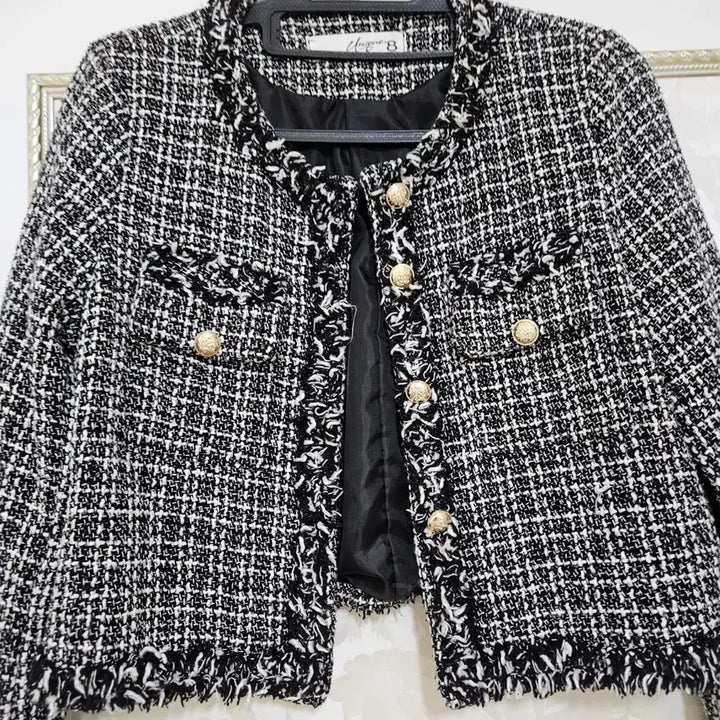 [BUNJANG] Soop Tweed Jacket Black and White / 숲 트위드 자켓 블랙 화이트