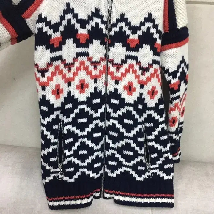 [BUNJANG] Maje Pattern Wool Knit Zip-up Cardigan / maje 마쥬 두툼한 패턴 울니트 집업 가디건