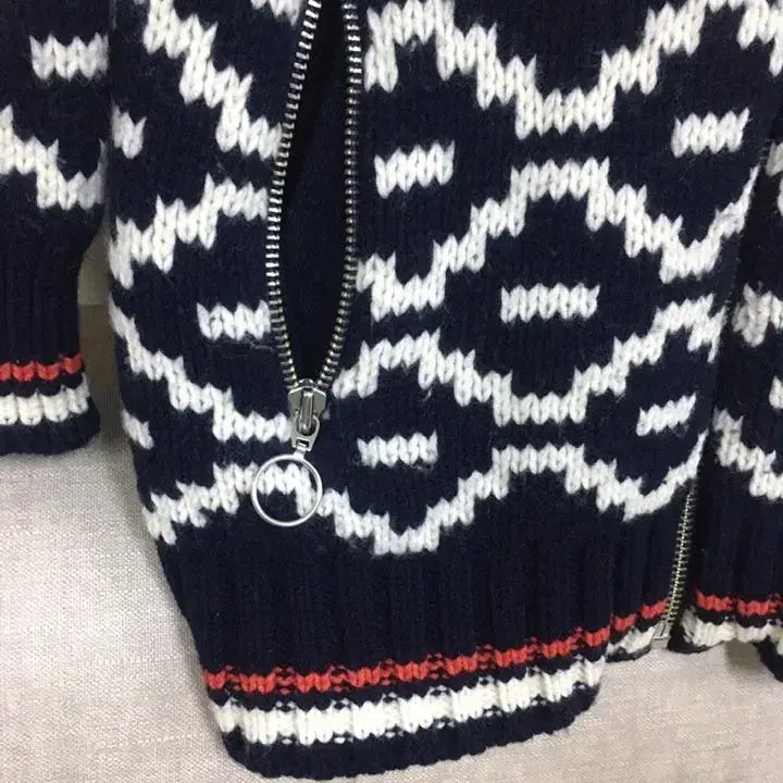 [BUNJANG] Maje Pattern Wool Knit Zip-up Cardigan / maje 마쥬 두툼한 패턴 울니트 집업 가디건