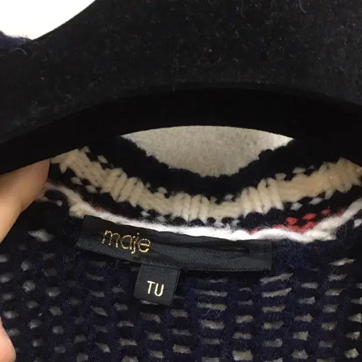 [BUNJANG] Maje Pattern Wool Knit Zip-up Cardigan / maje 마쥬 두툼한 패턴 울니트 집업 가디건